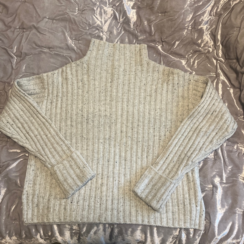 Frank and Oak Light Gray Ribbed Turtleneck Sweater